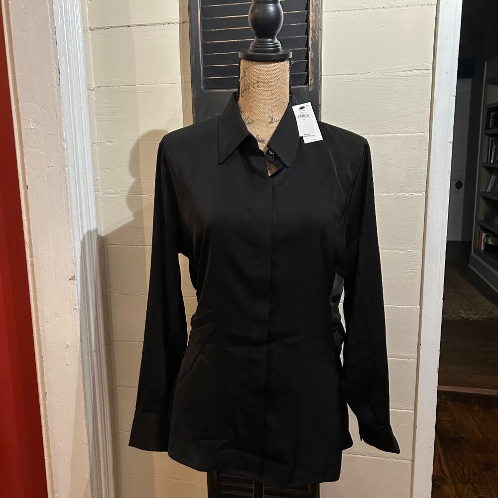 Banana Republic Black Satin Blouse, NWT, size 16